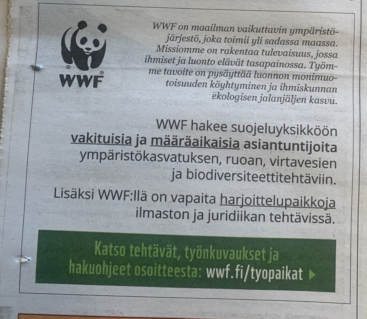 Oletko etsimämme työkaveri?
Kiitos, jos jaat twiittiä, jotta ilmoitus avoimista työpaikoistamme saavuttaa mahdollisimman monen.
#ympäristökasvatus #ruoka #virtavedet #biodiversiteetti #asiantuntija #luonto #ympäristö