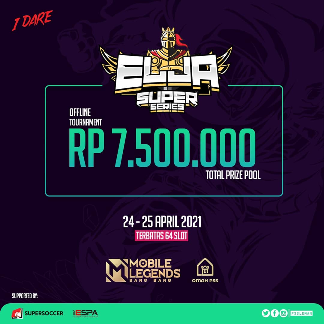 PSSleman's tweet photo. #EljaSuperSeries hadir kembali! 

Kali ini, Mobile Legends akan menjadi game yang dilombakan di turnamen bulan ini. 

Digelar selama 2 hari kompetisi ini akan memperebutkan total hadiah sebesar 7.5 juta rupiah!

Sleman Fans, jangan lupa untuk ikut berpartisipasi! https://t.co/CM3Cqbfv4F