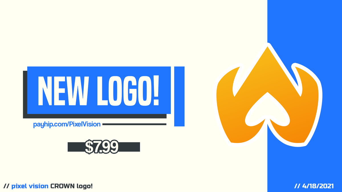 PixelVisionCo's tweet image. *NEW* Logo available!

The CROWN Logo! Only $7.99!

Get it today at the store link in bio!

#logo #design #designer #logos #gfx #graphicdesign #stream #streamer #game #gaming #art #logodesign #graphicdesigner #smallbusiness #twitch #youtube #smallstreamers #streamers #business