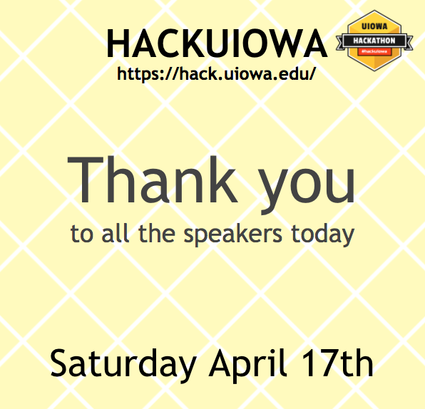 hackuiowa's tweet photo. #HackUIowa would like to thanks all of our speakers today! This year's #webinar presentations were amazing. We hope this #hackathon has aided in many resourceful connections! Remember it's not too late to reach out! @uiowa @UIowaEngr https://t.co/HydYANzTqx