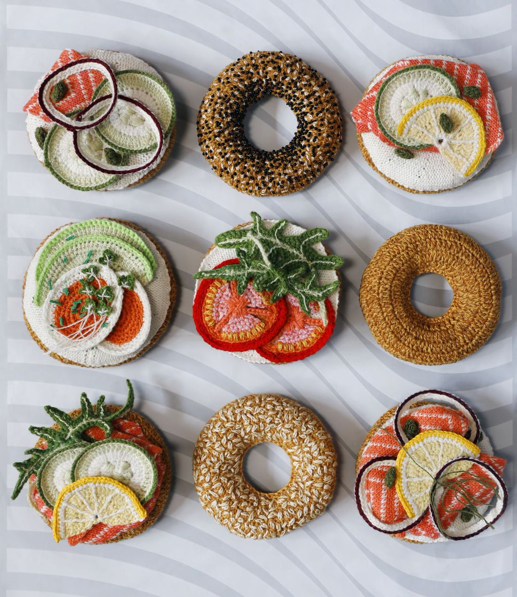 womensart1's tweet photo. Welsh born textile artist and knitwear designer Kate Jenkins creates fun crochet/knit 'food' creations #womensart https://t.co/CRBnrKifKT