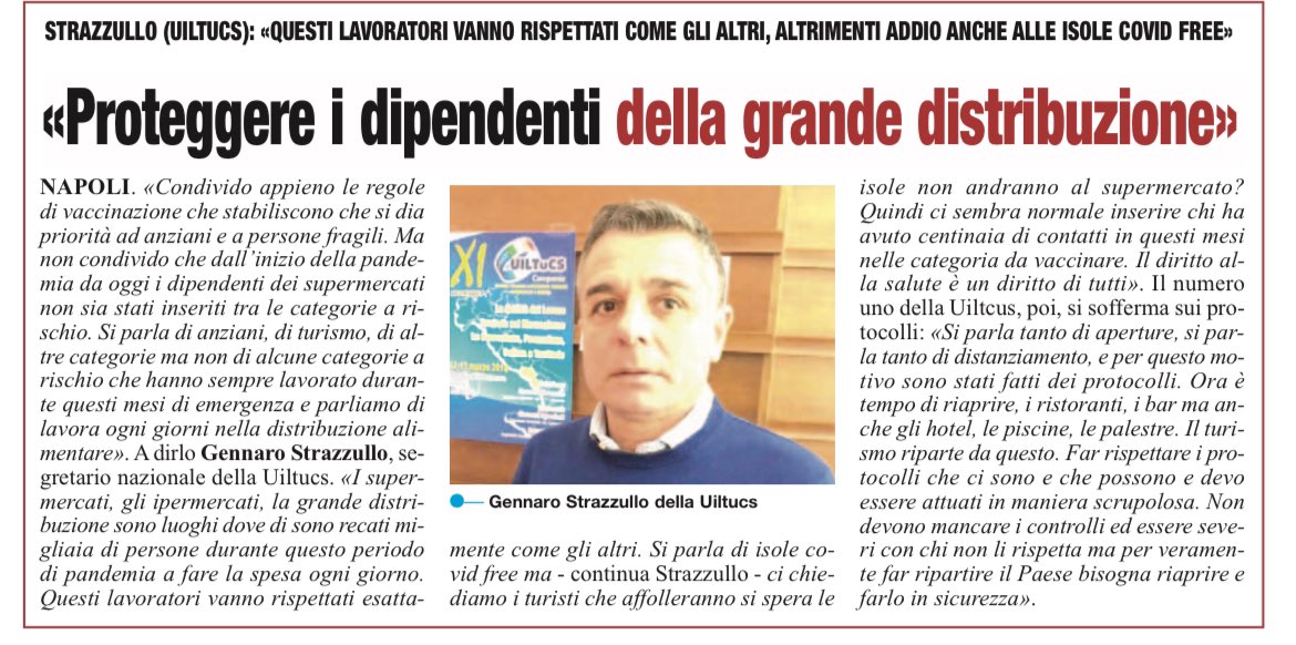 Dal quotidiano Roma #ilroma #uiltucs <a href="/uiltucs/">UILTuCS Uil del Terziario</a> parlano di noi #lavoro #sudalavoro #COVIDー19 #napoli #campania