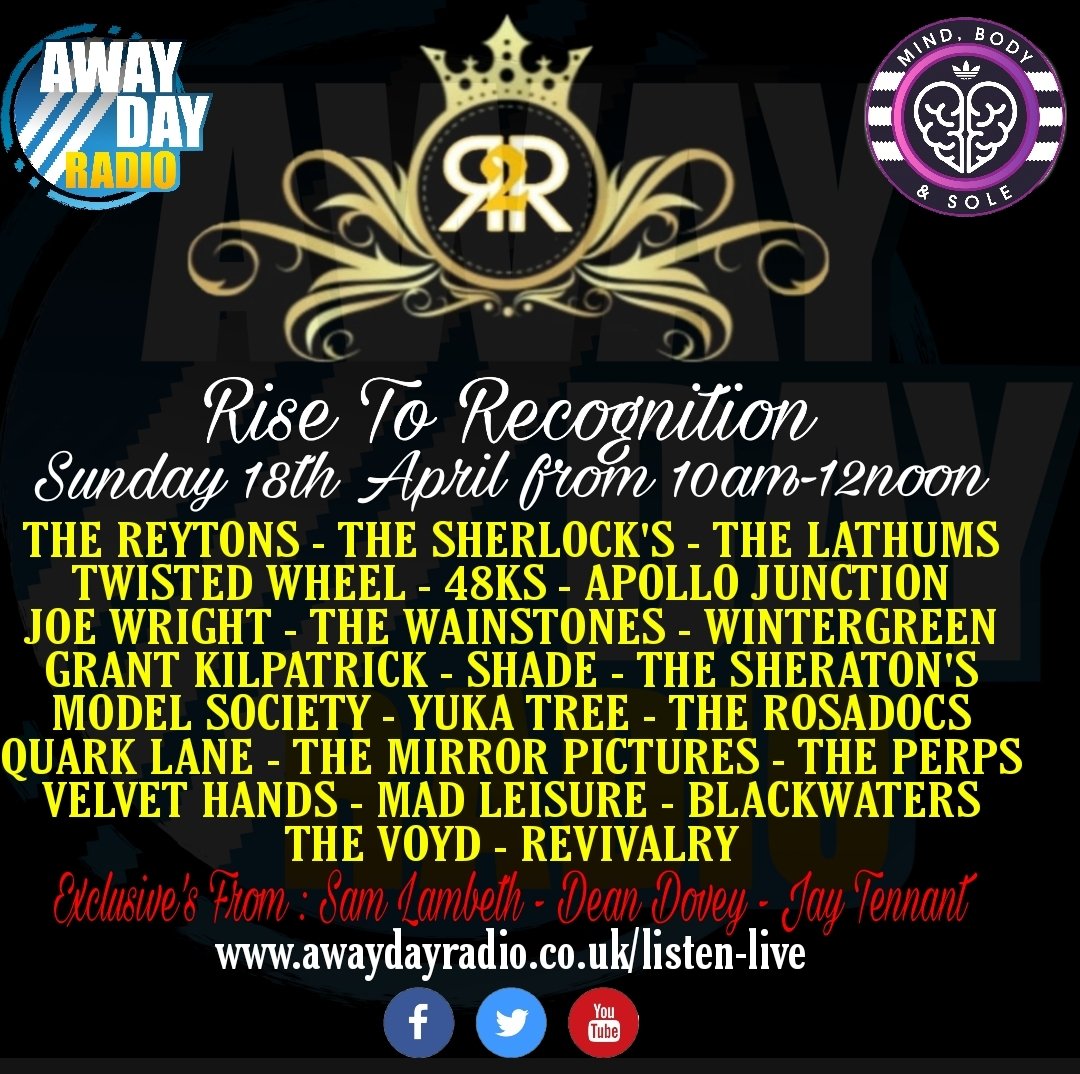D R L PROMOTIONS (@awaydayr) on Twitter photo Rise to Recognition show at 10am-12noon playing the very best in signed and unsigned bands and artists
play.google.com/store/apps/det…
On Your Laptop or PC
awaydayradio.co.uk/listen-live/
On Your Alexa
amazon.co.uk/dp/B08B16HQS8/…
On Your iPhone
apps.apple.com/gb/app/get-me-…
apps.apple.com/us/app/mytuner… Rise to Recognition show at 10am-12noon playing the very best in signed and unsigned bands and artists
play.google.com/store/apps/det…
On Your Laptop or PC
awaydayradio.co.uk/listen-live/
On Your Alexa
amazon.co.uk/dp/B08B16HQS8/…
On Your iPhone
apps.apple.com/gb/app/get-me-…
apps.apple.com/us/app/mytuner…