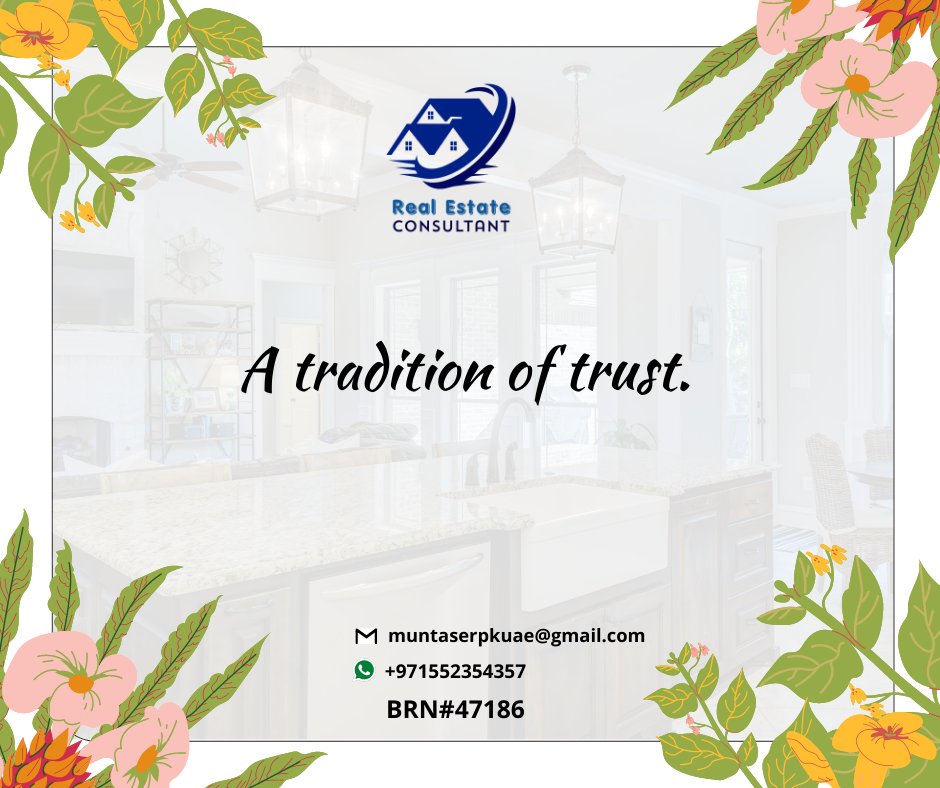 A tradition of trust.
I have been working as Real Estate Consultant over many years and being a believer in tradition of trust, enjoy my working in this filed.
• House Resale Value 
• Equity Surpasses Liability 
• Growing Family Requirements
#uaehomes #uaerealtor #mortgageuae