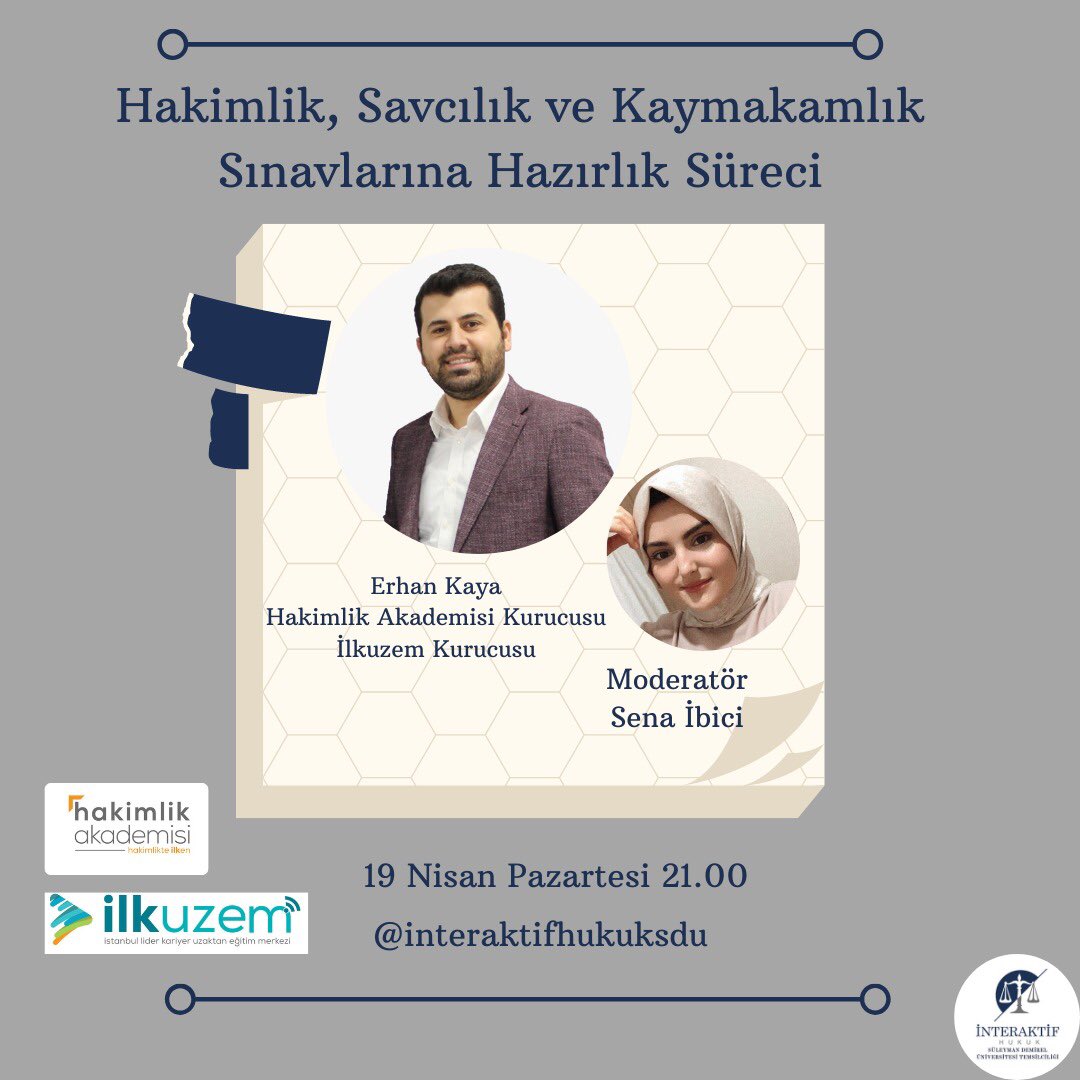Herkese merhaba☺️Hakim, Savcı, Kaymakam olmak istiyorum diye yola çıkanlara hangi tavsiyeler verilmesi gerekiyor ? Hangi metodu izlemeliler ?
Sizler için en doğru yol haritasını belirlemek ve tüm sorularınızı cevaplamak adına yarın 21.00’de yayınımıza bekliyoruz.☺️