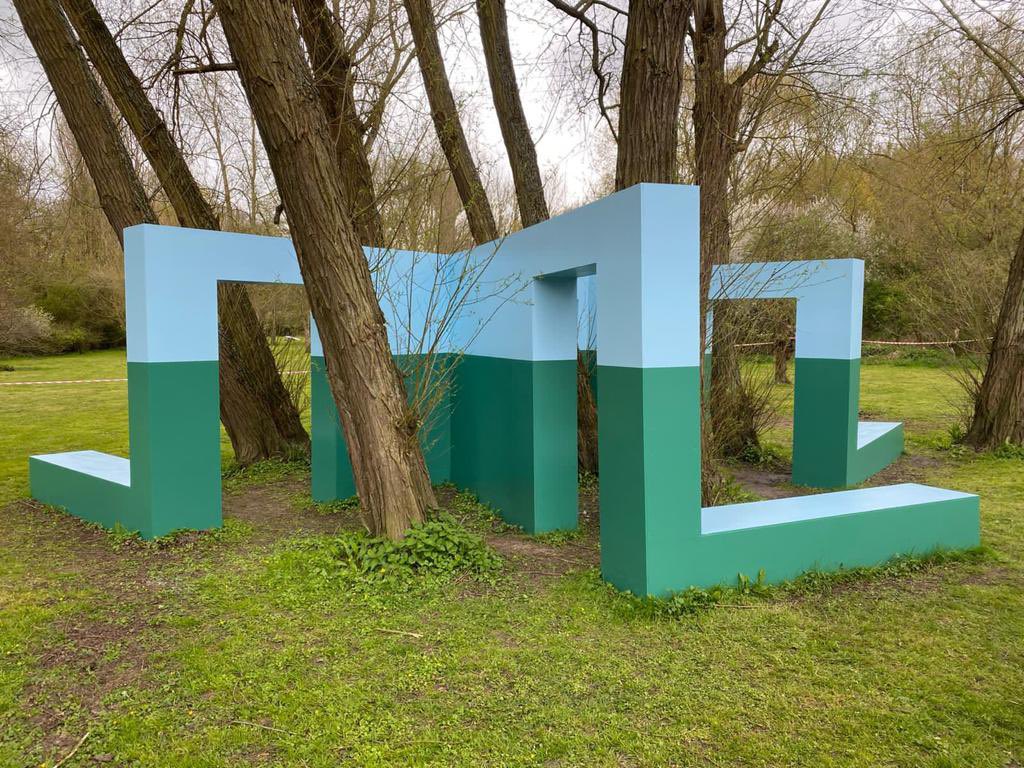 NewGeog's tweet image. Green / Blue, work for Frederick Gibberd Garden, Harlow 2020 by #KrijnDeKoning is back on show if you missed the chance to see it pre-lockdown. Visit @GibberdGarden on Wednesday and Sunday afternoons. 
#acesupported #dutchembassy