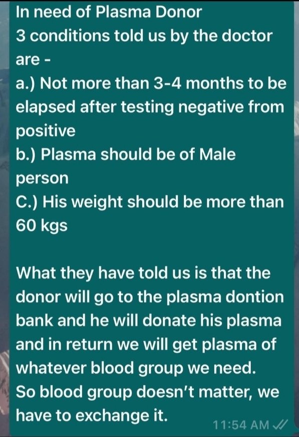iam__Akku's tweet photo. Urgent Plasma Donar required for my friend's father. Please help @dilipkpandey @dilipkpandey sir🙏🙏 Location: Delhi https://t.co/PhAJEfd1RR