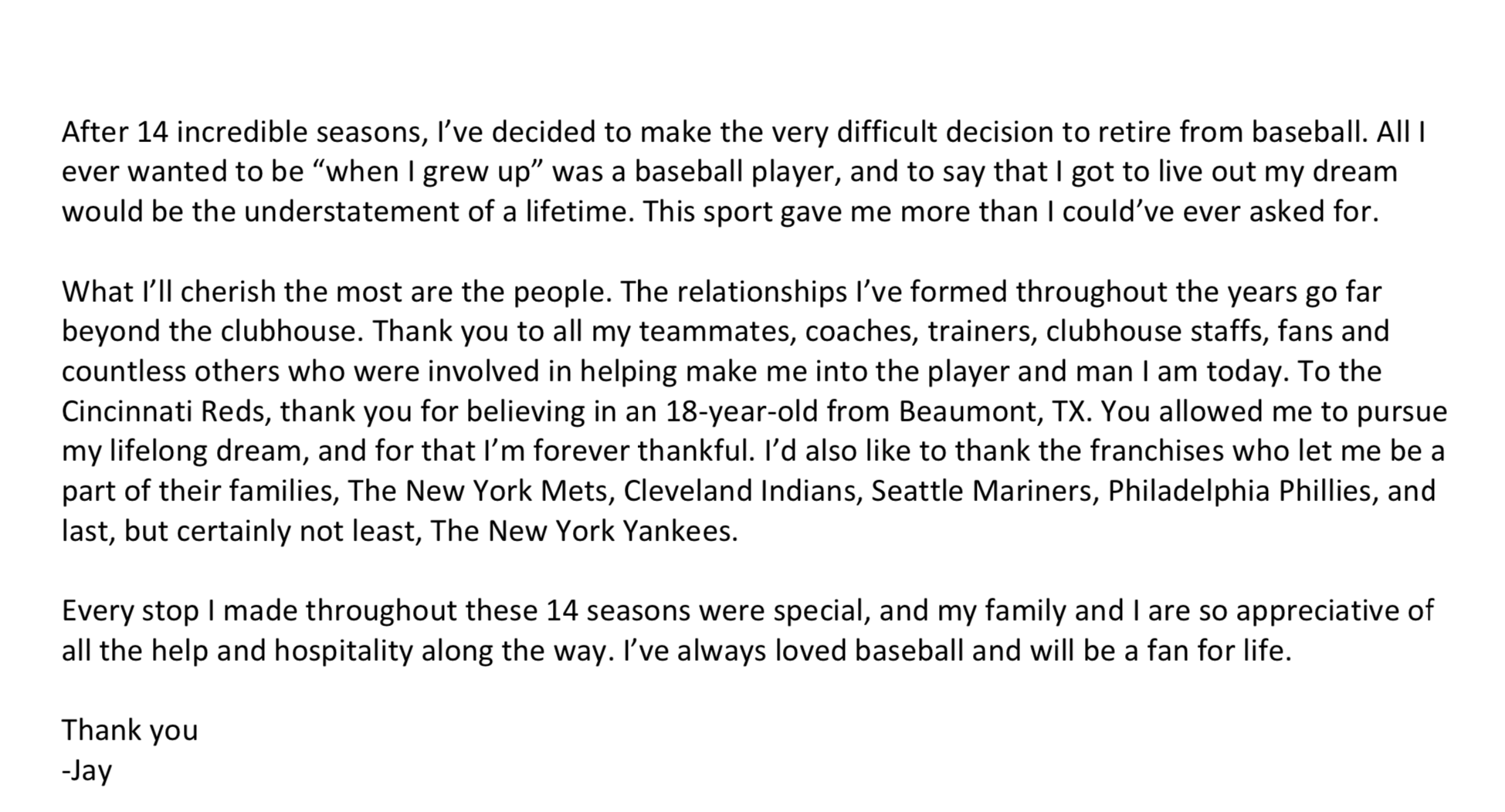 [情報] Jay Bruce 退休