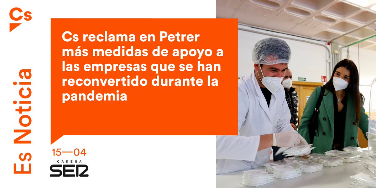 🍊 Cs reclama más apoyo al sector textil y a las empresas que se han reconvertido

👉 Crean empleo en sus municipios
👉 Su peso en nuestro PIB es importante

🎙️ "Son un ejemplo de resiliencia, de creatividad para transformarse y de adaptación"

🗞️ cadenaser.com/emisora/2021/0…
