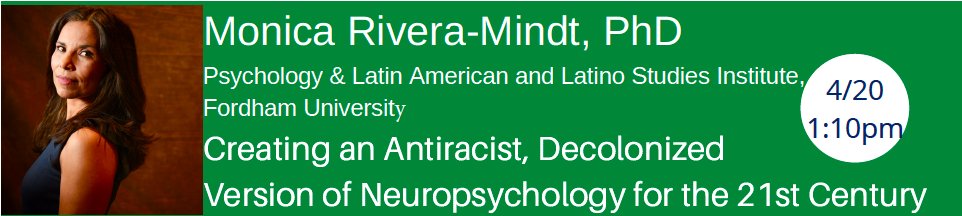 Trinity Neuroscience (@trinityneuro) on Twitter photo Don't miss this one! Tuesday 4/20 at 1:10. <a href="/DrRiveraMindt/">Dr. Monica Rivera Mindt</a> Creating an Antiracist, Decolonized Version of Neuropsychology for the 21st Century trincoll.zoom.us/j/98129579760 <a href="/trinitycollege/">Trinity College</a> <a href="/TrinAlum/">Trin Alum</a> Don't miss this one! Tuesday 4/20 at 1:10. <a href="/DrRiveraMindt/">Dr. Monica Rivera Mindt</a> Creating an Antiracist, Decolonized Version of Neuropsychology for the 21st Century trincoll.zoom.us/j/98129579760 <a href="/trinitycollege/">Trinity College</a> <a href="/TrinAlum/">Trin Alum</a>