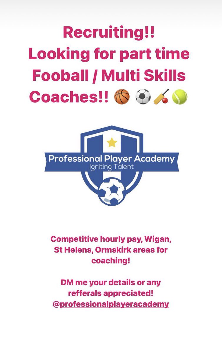 We are Recruiting!! Football and Multi-Skills coaches required!! DM me your details if it’s of any interest!! Thank You.