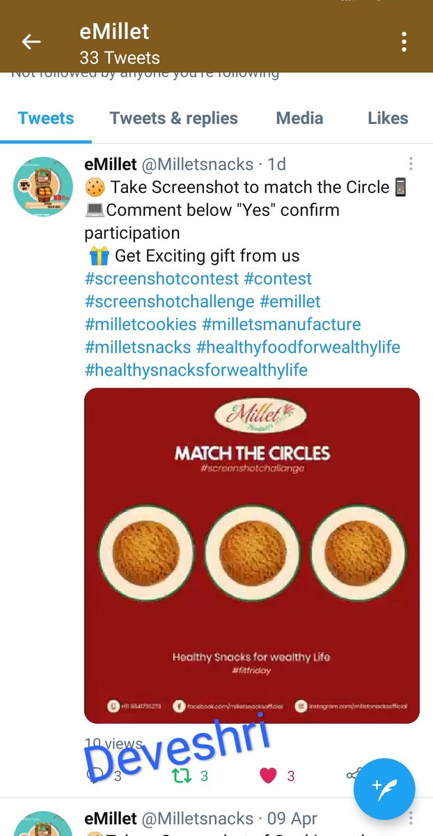 deveshri1989's tweet photo. @Milletsnacks Yes♥️ join @dalmiya_chanda @NayanKeshrani @G_Manojkumar1 @i_annyhero @kalpana7867 @vishal_vadoliya
#Screenshotcontest #screenshotchallenge #emillet #milletcookies #milletsmanufacture #milletsnack #healthyfoodforwealthylife #healthyfoodforwealthylife #healthysnackforlife https://t.co/NXhK3loN7C