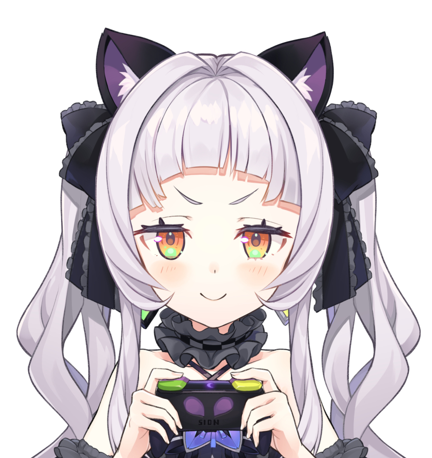 murasaki shion 1girl animal ears cat ears grey hair tail solo cat tail  illustration images