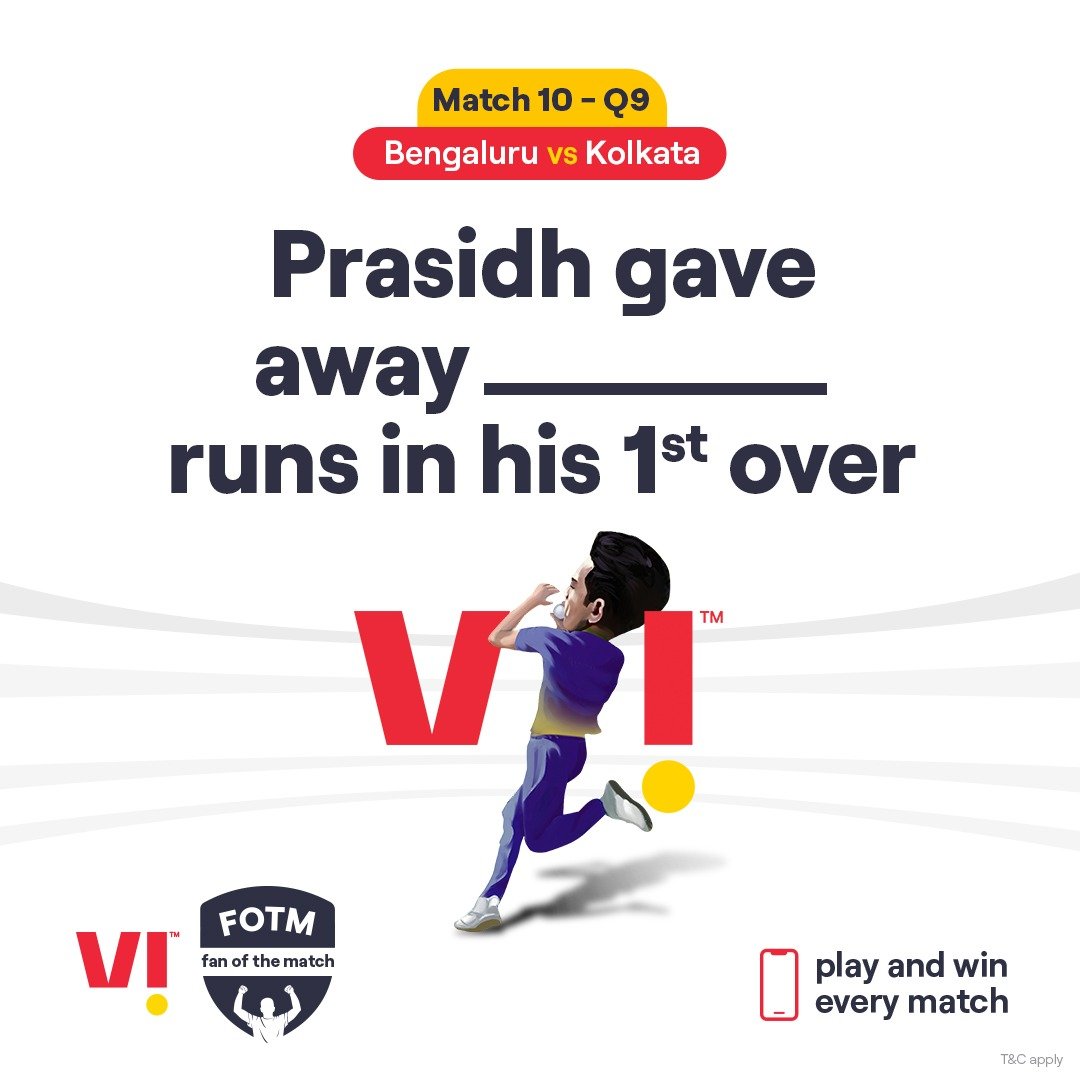 ViCustomerCare's tweet photo. Follow us, answer correctly in the comments section and you can win an iPhone in every match. Also, keep an eye out for the next question.

Go ahead and challenge your friends and family to beat you in this game.

#FanOfTheMatch #RCBvKKR #IPL2021 https://t.co/MfWKlgG8NJ