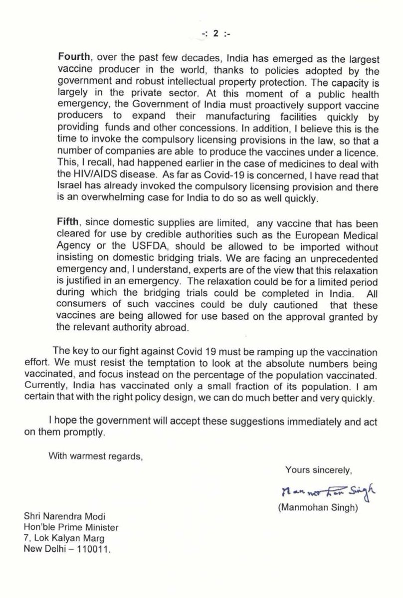 AshokChavan1958's tweet photo. Key to our fight against Covid19 must be ramping up vaccination effort. We must resist temptation to look at absolute numbers being vaccinated, focus instead on percentage of population vaccinated: Former PM Dr. Manmohan Singh writes to PM Modi on ramping up vaccination programme https://t.co/aCMCp2qqD4