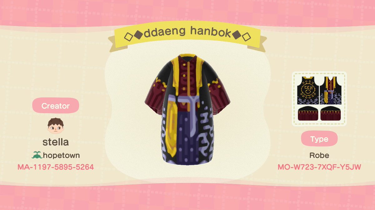 badbquet's tweet image. ddaeng hanbok!!
#ACNHDesigns #acnhpattern