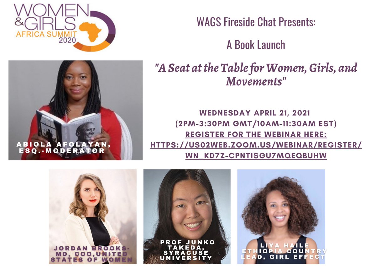 "A Seat at the Table for Women, Girls &amp; Movements" Wednesday, April 21st 2pm GMT / 10am EST Register Today - mailchi.mp/wags2020/dei-1…