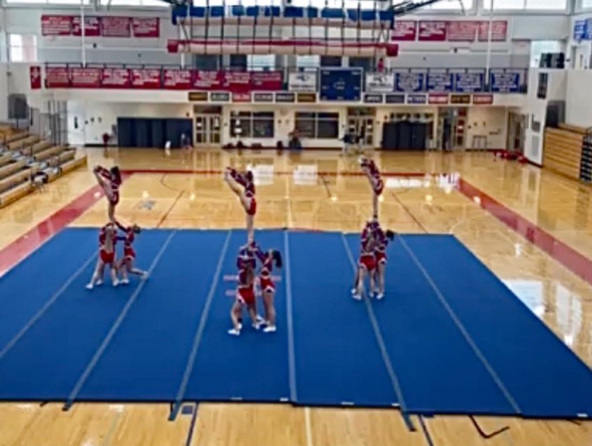 TMHSCheer's tweet image. Not the best quality photo, but high quality people 🥰. Today is the day we finally take the mat for our MVC Championship! We are so proud of each and every one of our athletes for working so hard this season 💪🏻. Good luck to all teams competing today! ❤️🤍💙