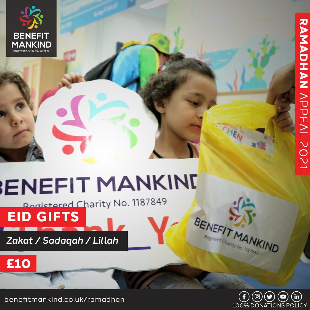 Benefit_Mankind's tweet image. Make a child smile this coming Eid by donating £10 towards a gift 🎁 benefitmankind.co.uk/Ramadhan