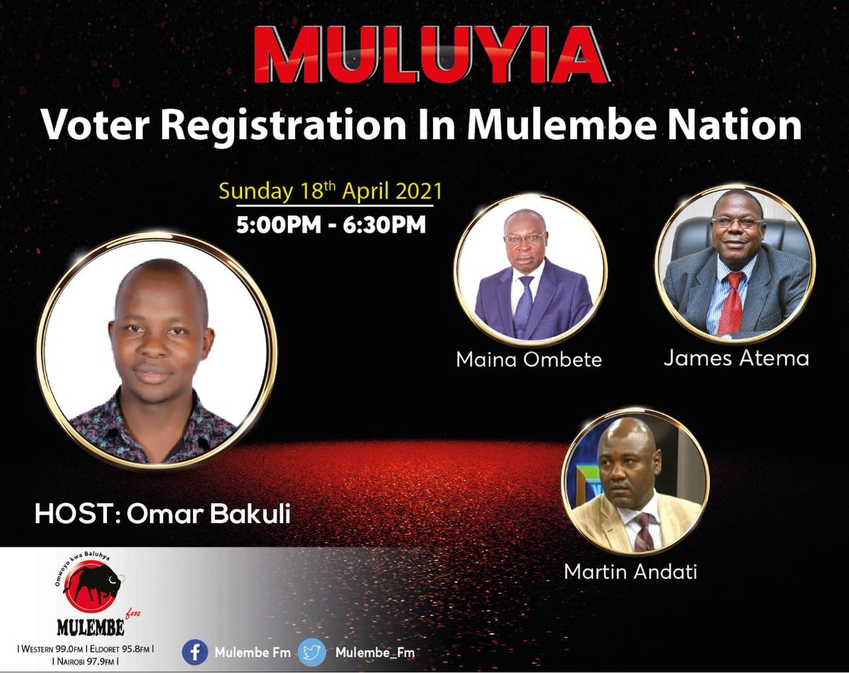 #Muluyia5pm Sunday 18th Wamanyakho maana yokhutira ekura nende okhwirusia mubukali okhupa ekura? khuvere nende Martin Andati, Maina Ombete nende James Atema nikhulosia khukano.
<a href="/Mulembe_FM/">MulembeFM</a> <a href="/Bakuli1/">Omar Bakuli Lutatwa</a>