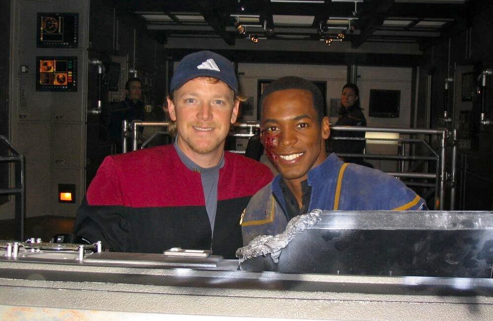 Episode director @robertdmcneill dons his VOYAGER uniform during the filmin...