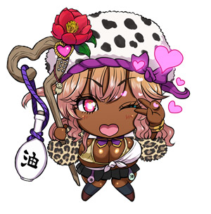 本来の「油ぢょうづ」は、油壺が下りてくる妖怪なのですが…
『あにめたまえ!天声の巫女』ワールドでは、「油瓶下げたとんな黒ギャル」である「油すまし」の親戚・友達妖怪として描いていこうと思ってます。 