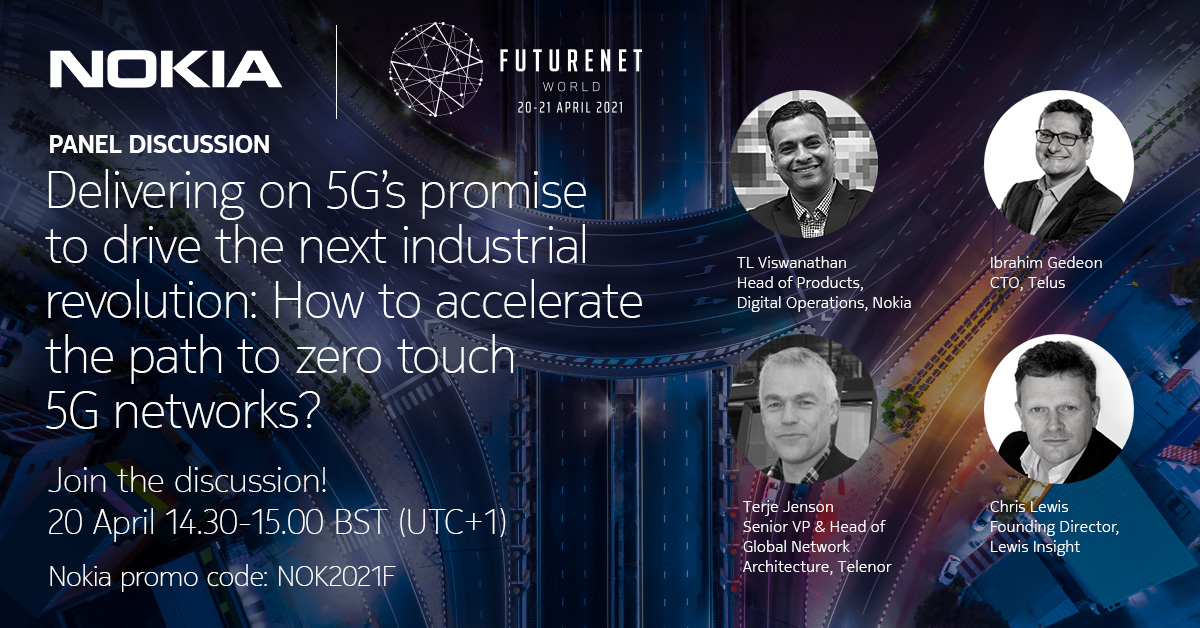Follow our upcoming panel discussion at #FutureNetWorld, as members of the telecoms industry come together to discuss strategic and commercial priorities in today’s digital world and the considerations for the future of the network. nokia.ly/3enve0r