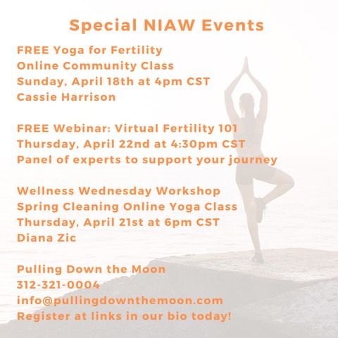 There are still plenty of events left in April to check out at Pulling Down the Moon! Today kicks off National Infertility Awareness Week, so Pulling Down the Moon is offering some special events! View the full calendar here: buff.ly/3dfbD2Z