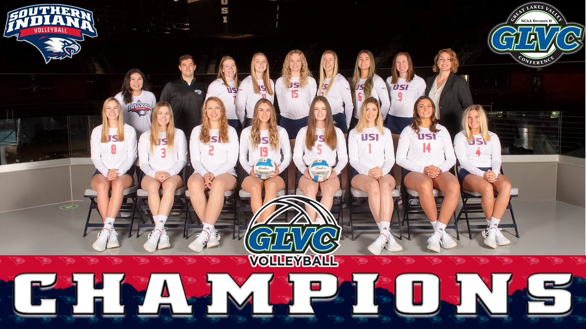 USIAthletics's tweet photo. No. 21 @USIVolleyball wins the #GLVCvb Title for the first time since 2004! #GoUSIEagles

Eagles beat the Miners in five sets to claim the title! https://t.co/DnmdPThGpj