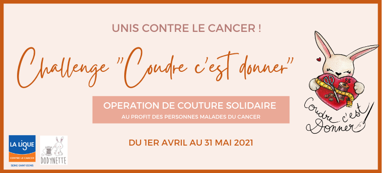 LigueComite78's tweet photo. #CoudreCestDonner
🧵 Le challenge de couture solidaire "Coudre c'est donner", crée par la #LigueContreLeCancer93 et #Dodynette, est lancé ! Jusqu'au 31 mai, confectionnez une pochette range-masques pour une personne malade.

👉 Plus d'informations sur https://t.co/TfEe0CtqN3 https://t.co/1W7LHLvgjX