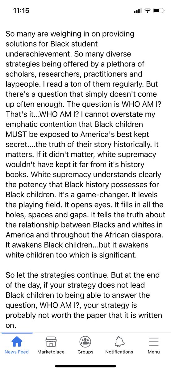 “WHEN ARE WE GOING TO LET BLACK CHILDREN IN ON AMERICA’S BEST KEPT SECRET?”  - from <a href="/PrincipalKafele/">Principal Kafele</a> (rest of post below). Fellow educators, if you haven’t considered this, it would be worthwhile to do so.