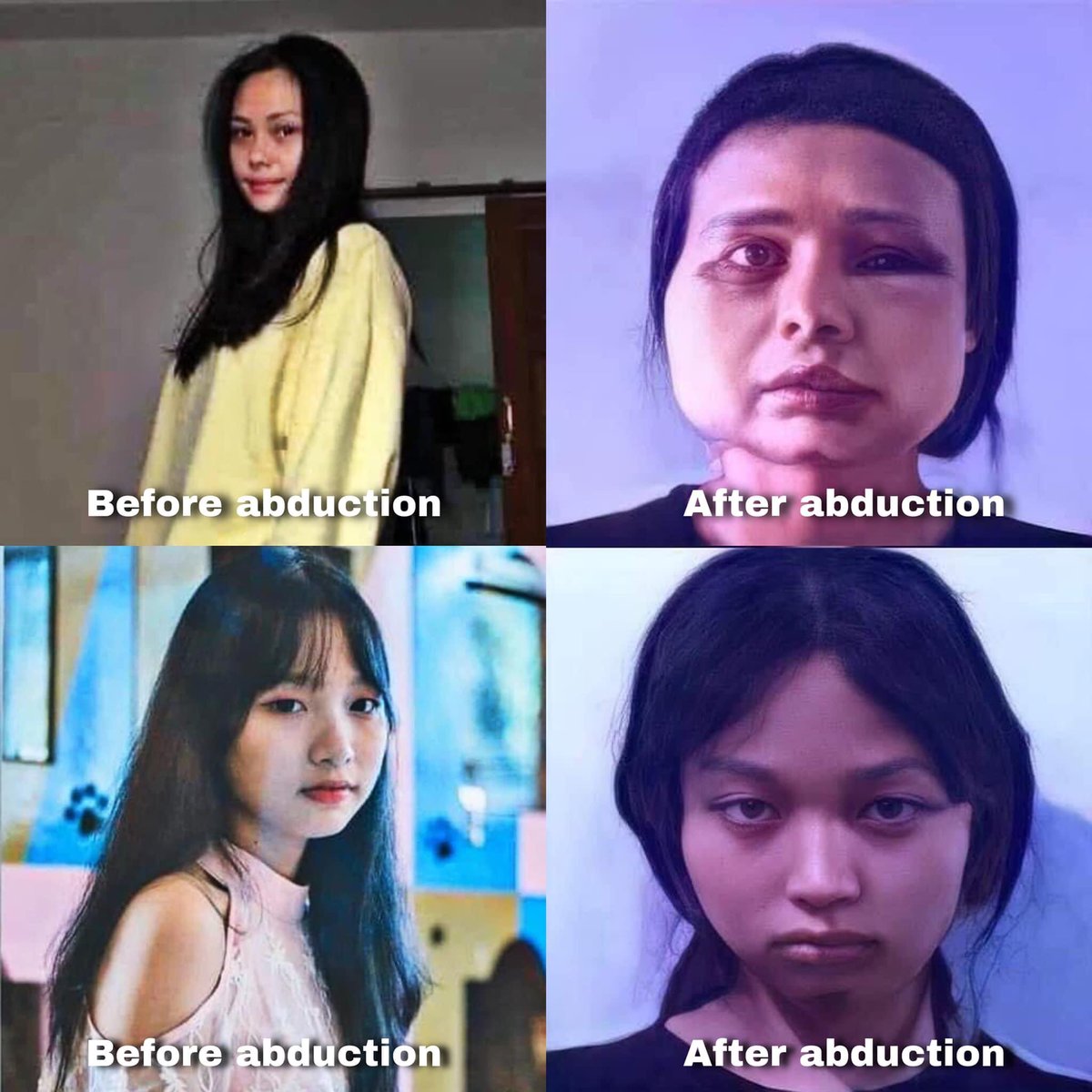 They were abducted from Yankin, Yangon just less than 24 hrs ago. They were brutally tortured by Terrorists (#Myanmar security forces). 

'After Abduction' photos were seen in SAC-controlled media at 8pm today.

#Apr18Coup
#WhatsHappeningInMyanmar