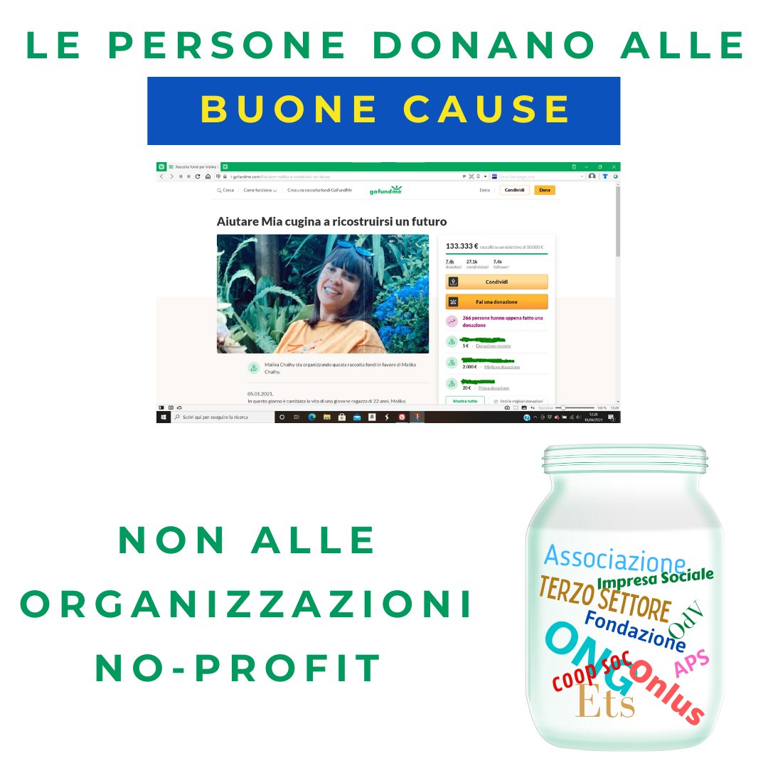 Fised4Future's tweet photo. La storia di Malika ci ricorda che le persone donano alle Buone Cause. Le No-Profit devono ricordarsi che le Buone Cause non hanno monopolisti.
I mass media hanno aiutato la campagna di Malika con immediata notorietà. Quest'ultimo ingrediente sta diventando sempre più importante. https://t.co/zWhRvvH1sp
