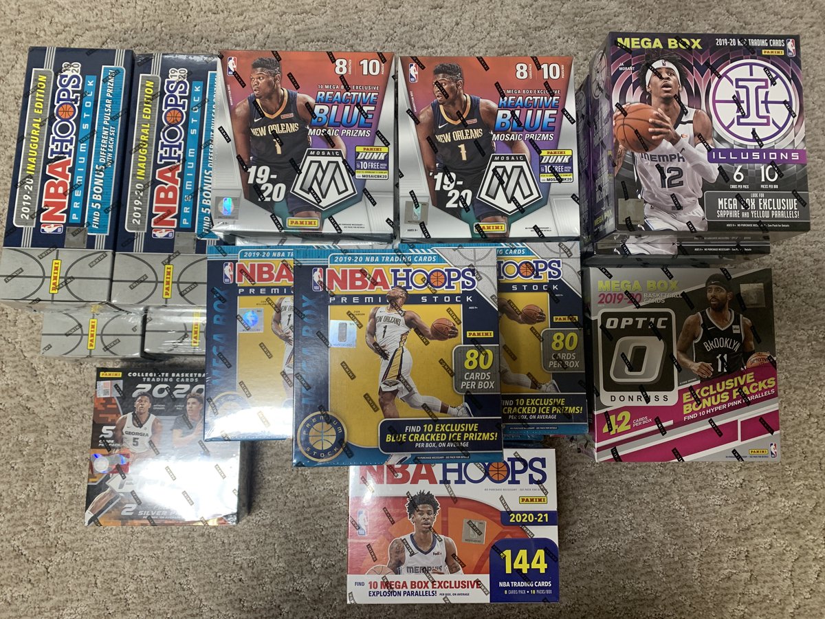 NEIndianaCards's tweet photo. Last day-prices reduced again. Someone will win Hoops Premium Blaster @ 3:00 today if you like or retweet!
Hoops Set: $255 
Mosaic Mega: $245
Illusions Mega: $85
Hoops Prem Mega: $120 
Optic Mega $270
2021 Hoops Mega: $125
I PAY SHIP!
@sports_sell
@24_7SportsCards
@HobbyConnector https://t.co/9svoRwf6aN