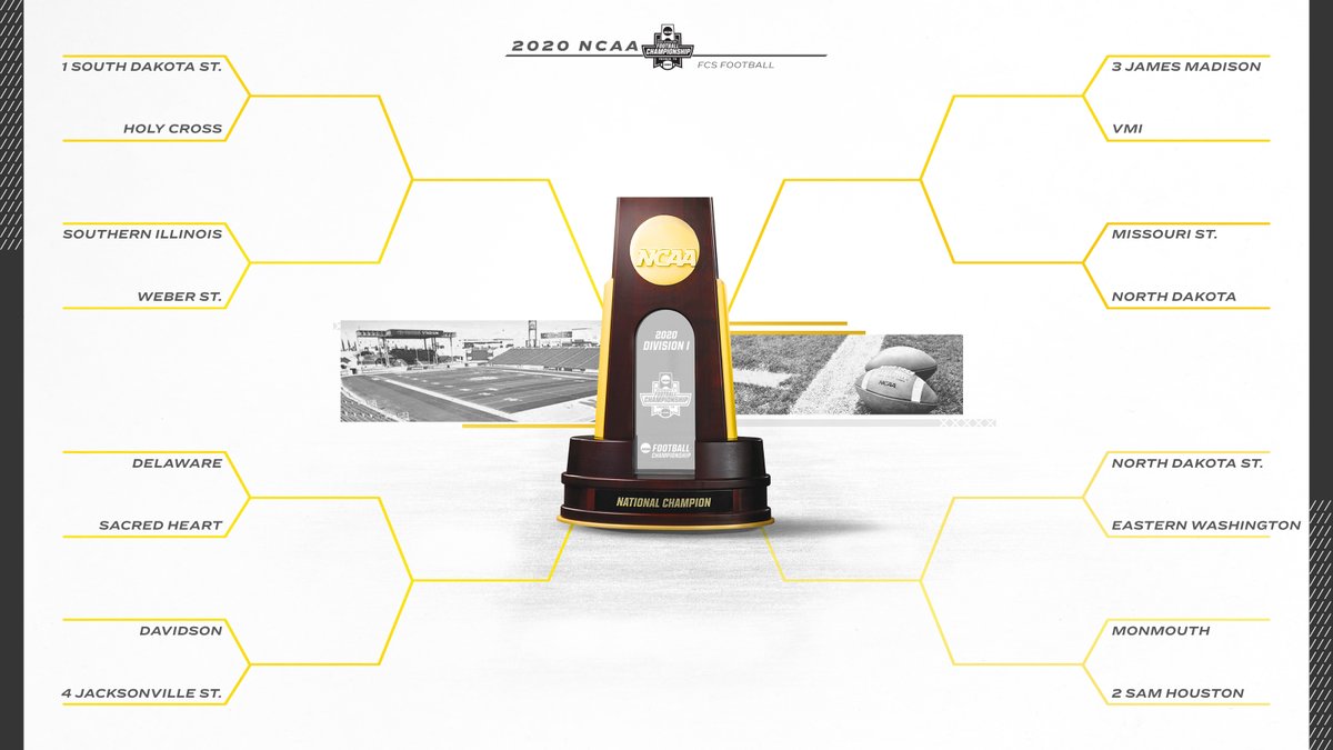 NCAA_FCS's tweet photo. THE BRACKET 😍🏆

#FCSPlayoffs ➡️ https://t.co/0CXs30yPG4 https://t.co/Ho5ZuMDRQx