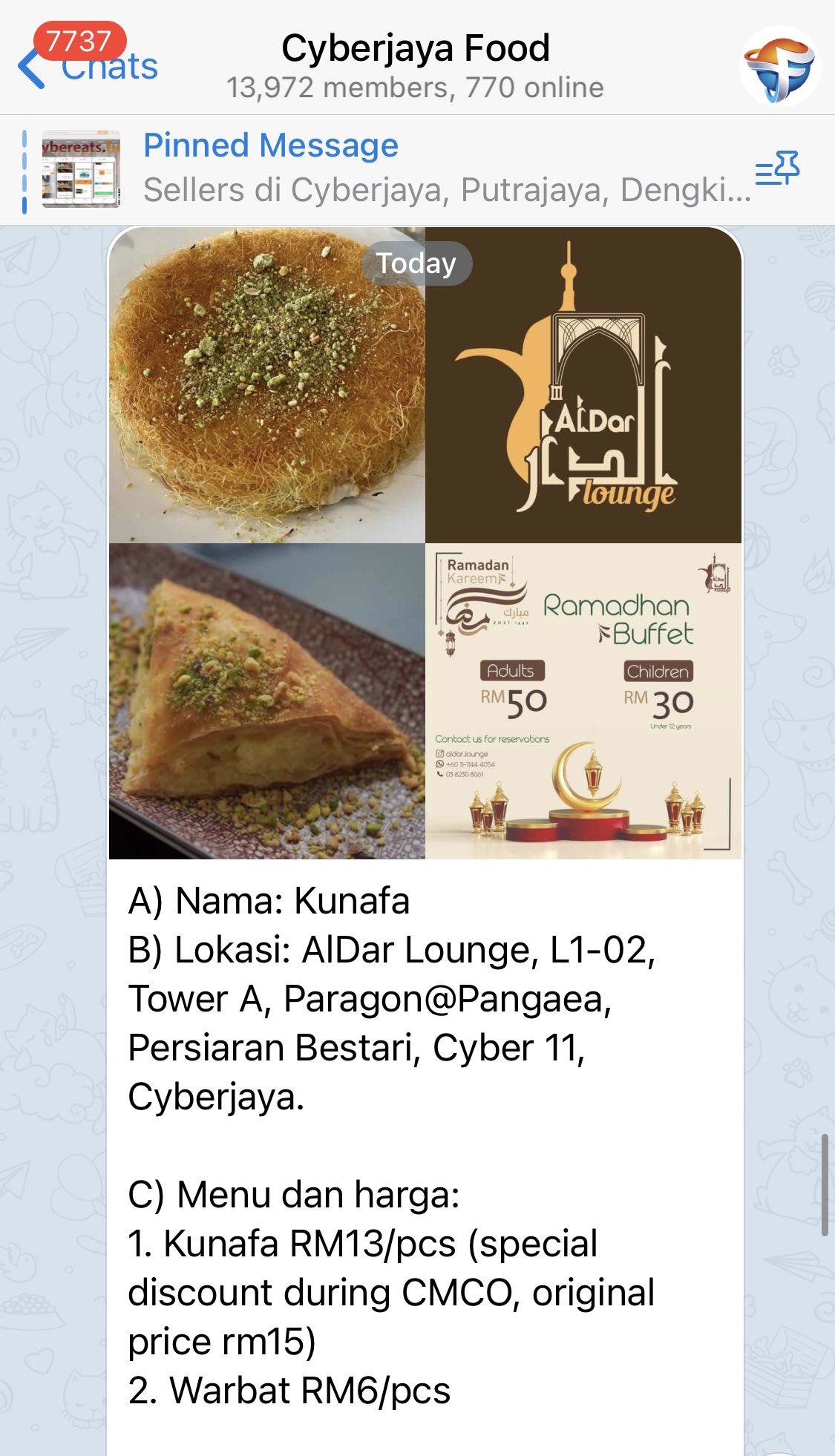 Aldar lounge menu