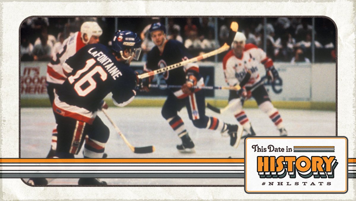NHLPR's tweet photo. THIS DATE IN 1987: Pat LaFontaine scored at 8:47 of the fourth overtime to lift the @NYIslanders to a 3-2 win over Washington in Game 7 of the Division Semifinals, also known as the “Easter Epic”. #NHLStats https://t.co/Eol5FcbAvb