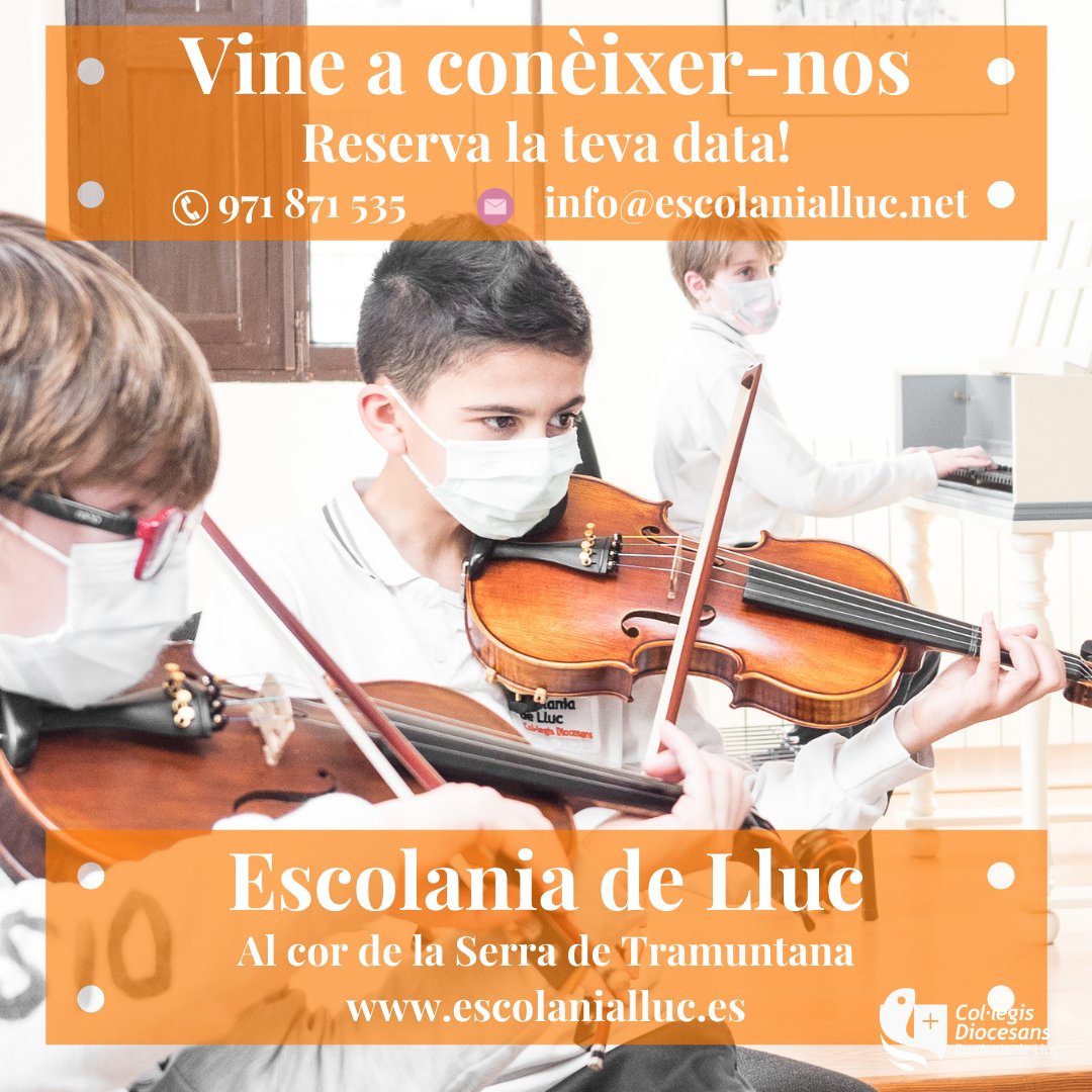 escolanialluc's tweet photo. ℹ Vine a conèixer l'Escolania de Lluc!

🕛 Reserva la teva data a:

https://t.co/TVrS7pLVzf https://t.co/JD0lnSmslc