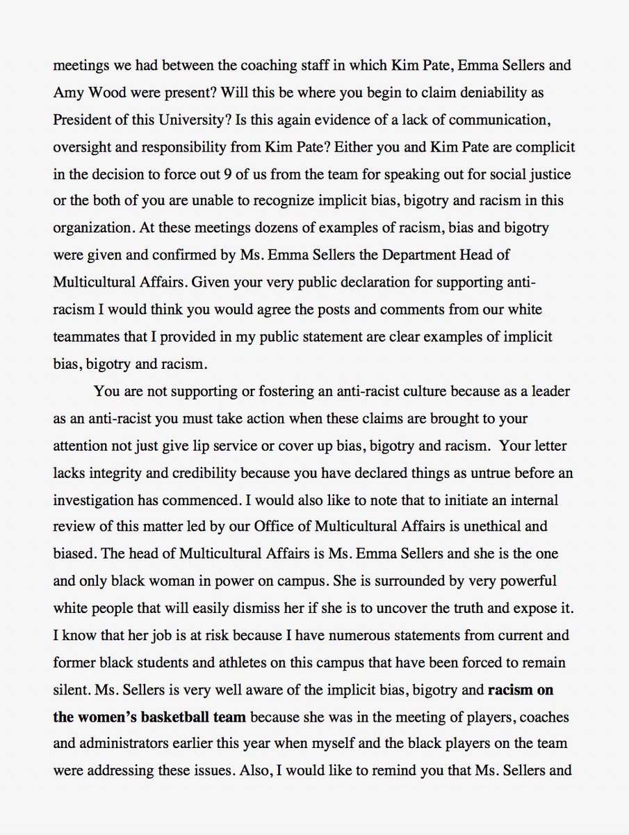 laney_foxx's tweet photo. After receiving the infuriating email from President Whitt in response to my open letter, I have written another letter. The recording that I refer to in this letter will me on my Instagram @ Laney_Fox https://t.co/qmm61TsYLN