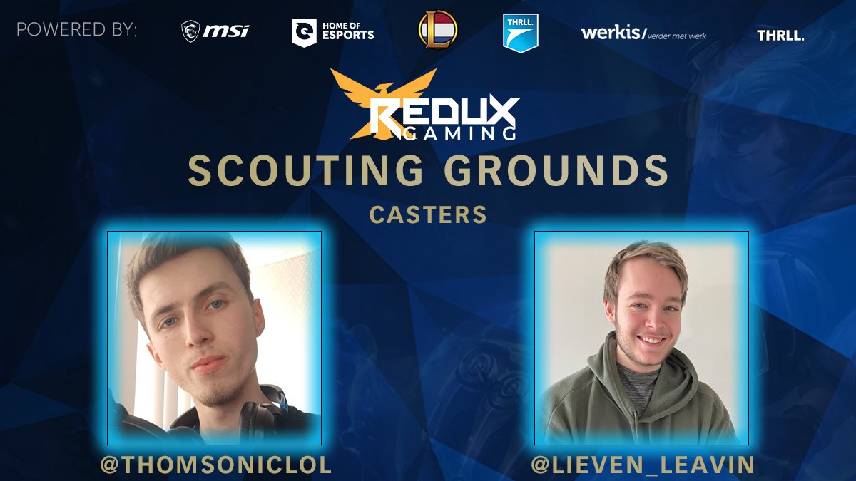 Guess what?! We go live with the second and last day of the Scouting Grounds! 
We managed to get the best casters again! <a href="/ThomSonicLoL/">Thomas Legebeke</a> and <a href="/Lieven_Leavin/">Lieven</a>. They will be yelling in your ears again all evening! 

First up! Team ResidentSleepzz vs Team Plank! 
twitch.tv/teamthrll