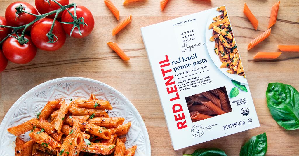 ShopRiteStores's tweet photo. Thinking about a simple, protein-packed dinner? We’ve got a penne for your thoughts! Try new Wholesome Pantry Organic red lentil and chickpea pasta. #FoodSetFree https://t.co/atSbxx2Qdl https://t.co/apSaYvzyL4
