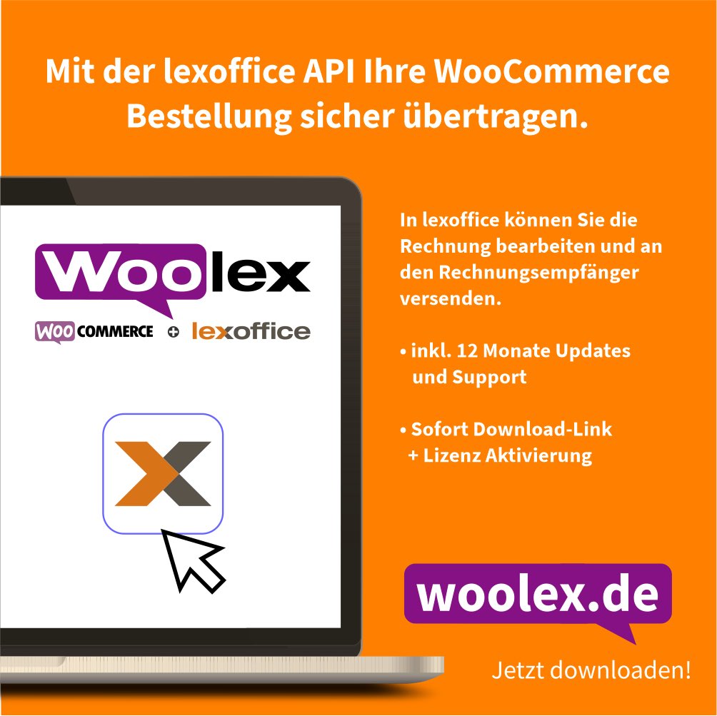 NEU: Woolex WooCommerce Plugin - Ihre lexoffice Schnittstelle für WooCommerce. Senden Sie Ihre Bestellung mit nur einem klick an lexoffice.

👉🏻 Infos &amp; Download: woolex.de

#WooCommerce #lexoffice #API #schnittstelle #WordPress #Plugin