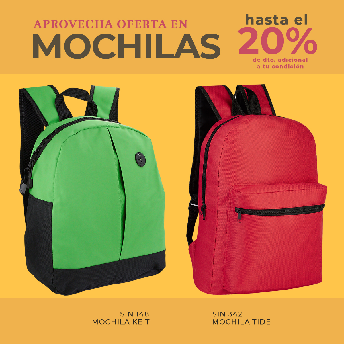 PromoOpcion's tweet photo. Encuentra las mejores oportunidades para promocionar tu marca con descuentos de hasta un 20% en varios modelos de mochilas.
Aplica solo en modelos participantes, consúltalos en https://t.co/UrySjiwsWD
*Venta y servicios exclusivos a Distribuidores PromoOpción® https://t.co/dBsfBPqFJQ