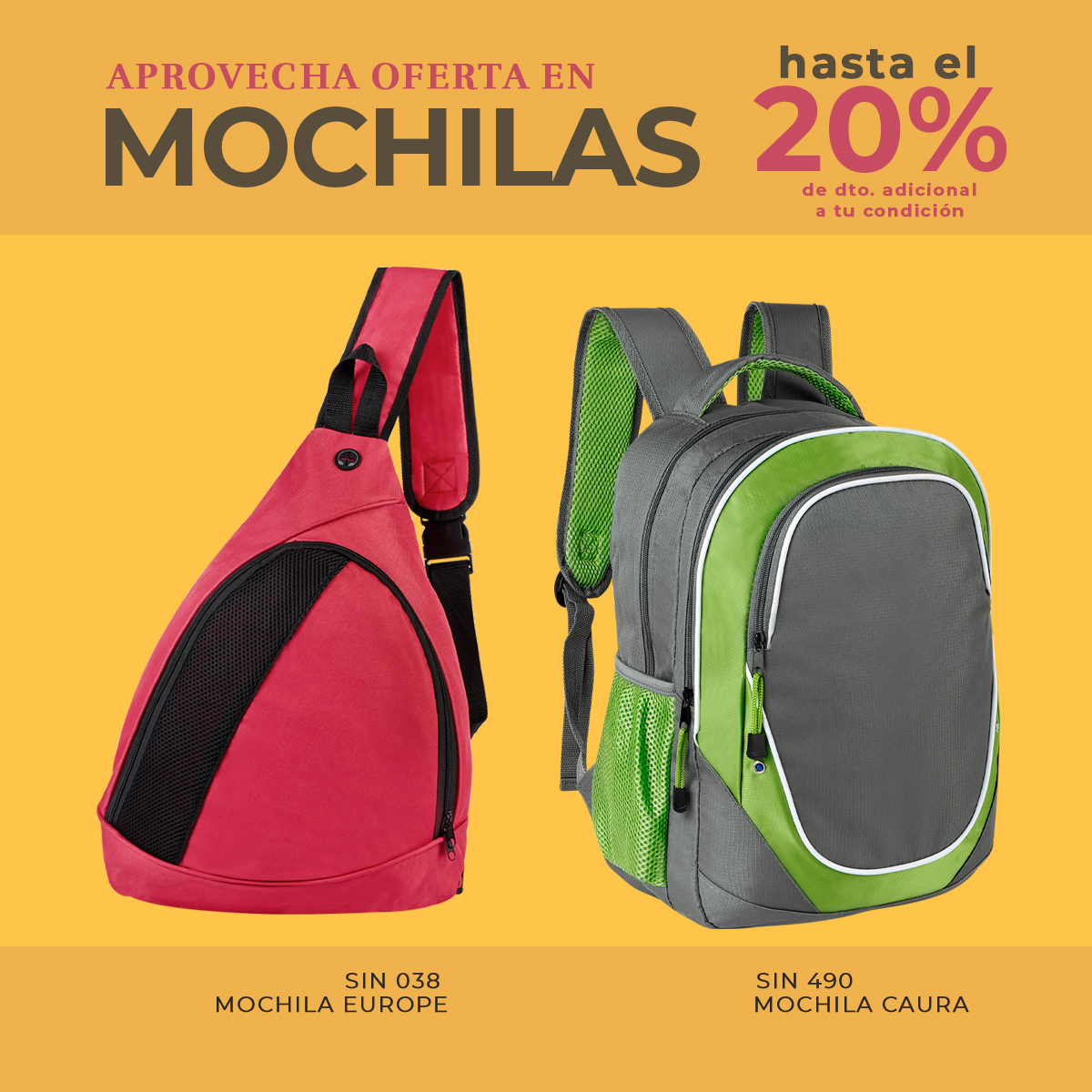 PromoOpcion's tweet photo. Encuentra las mejores oportunidades para promocionar tu marca con descuentos de hasta un 20% en varios modelos de mochilas.
Aplica solo en modelos participantes, consúltalos en https://t.co/UrySjiwsWD
*Venta y servicios exclusivos a Distribuidores PromoOpción® https://t.co/gYMbLDZdKG