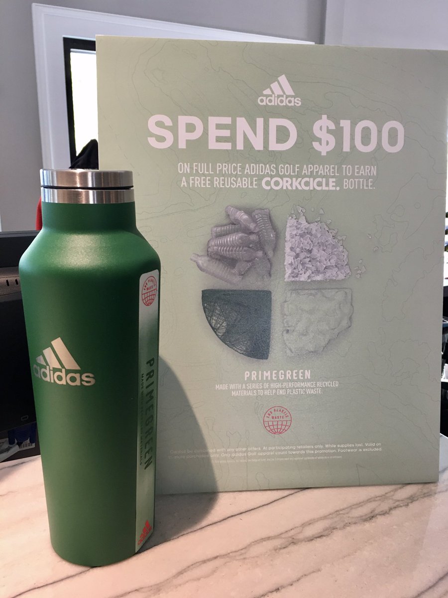 Spend $100 on @adidasGolf gear in the shop and get a FREE <a href="/Corkcicle/">CORKCICLE</a> bottle! #primegreen #EndPlasticWaste