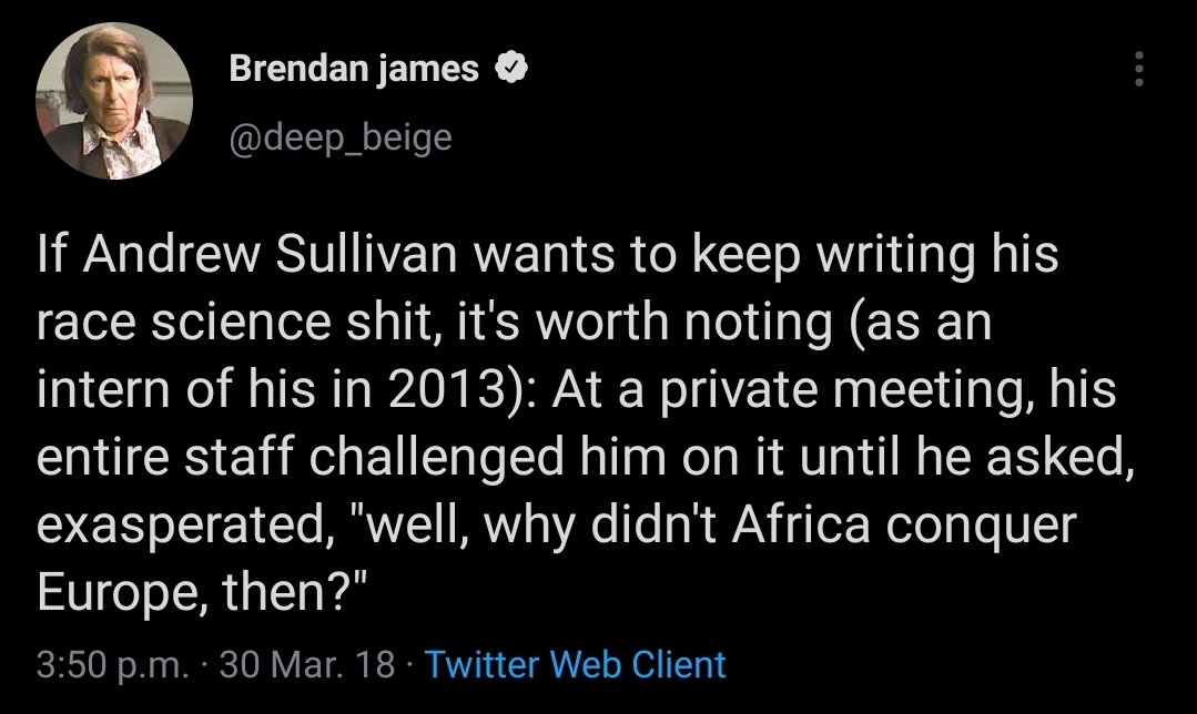 Let's not forget this classic  @sullydish. Even your staff knew you were a racial hereditarian, but bring it with your cries of defamation, as if truth isn't an absolute defense.