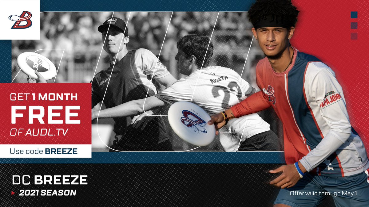 Free month of AUDL.tv?

Free month of AUDL.tv!!

Sign up by May 1st and use code BREEZE to get alllllll the on-demand Breeze content!

#AUDL2021 | #ForTheDistrict | #AUDLtv
