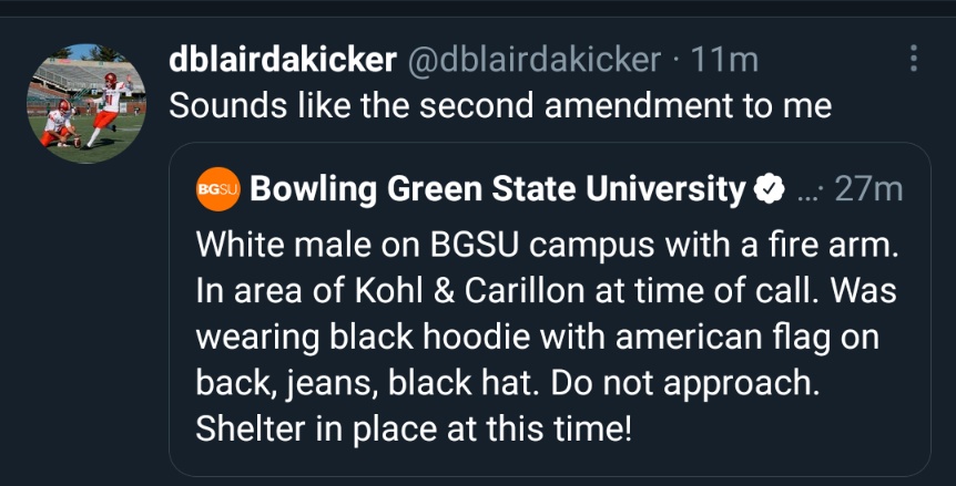 lemastmatt's tweet photo. He is deleting his tweets now @bgsu @Pres_Rogers @BGathletics @bemoose @BG_Football he is representing you and the University https://t.co/B9UXMNBz5M