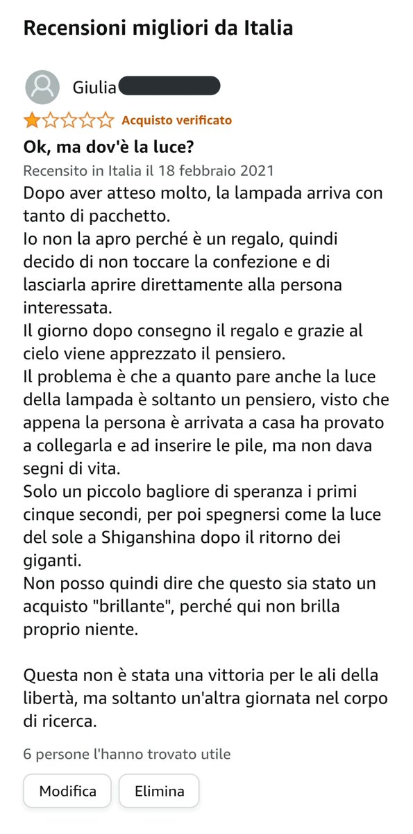 saturnstarfield's tweet image. SEI PERSONE HANNO TROVATO UTILE LA MIA RECENSIONE STO MORENDO