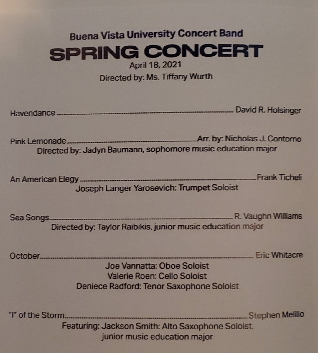 The <a href="/BuenaVistaUniv/">Buena Vista University</a> concert band is about to start their concert. #BeaversBuild